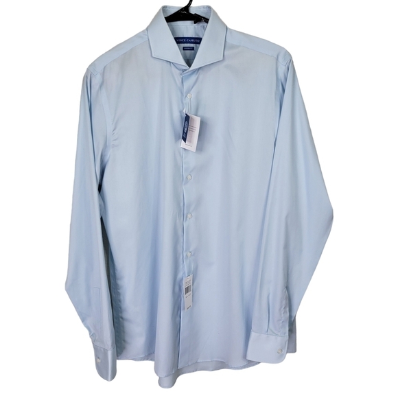 Vince Camuto Modern Fit Shirt Men 16 1/2 36-37 Spread Collar Long Sleeve Blue - Picture 2 of 15